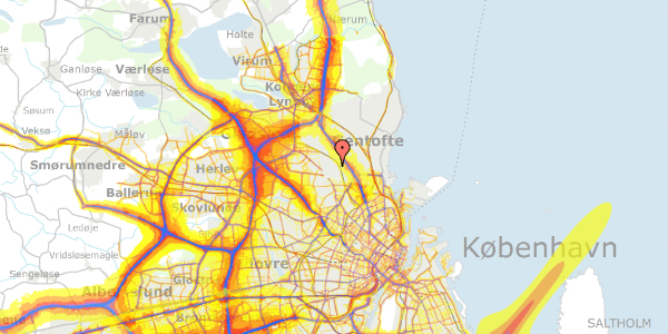 Trafikstøjkort på Røntoftevej 36, 2870 Dyssegård