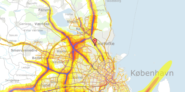 Trafikstøjkort på Rørskærsvej 3, 2820 Gentofte