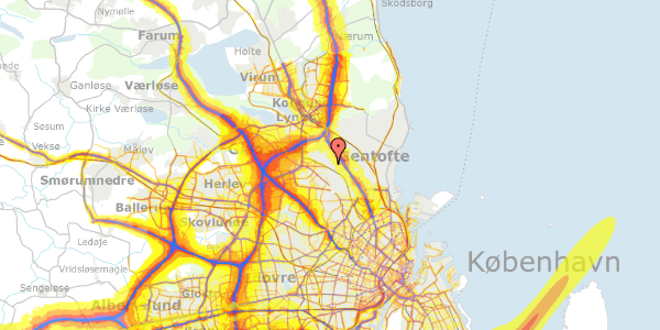 Trafikstøjkort på Rørskærsvej 11, 2820 Gentofte