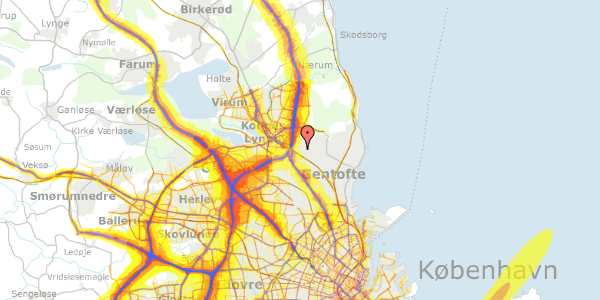 Trafikstøjkort på Skjoldagervej 54, 1. tv, 2820 Gentofte