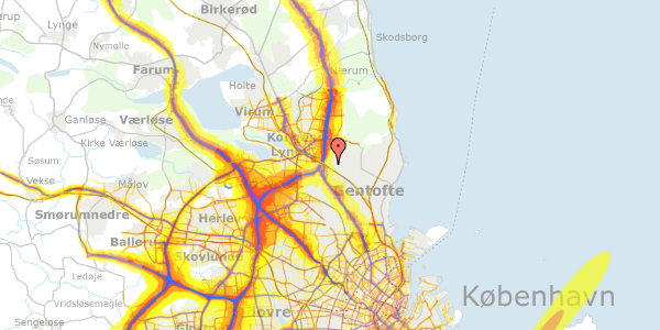 Trafikstøjkort på Skjoldagervej 86, 1. th, 2820 Gentofte