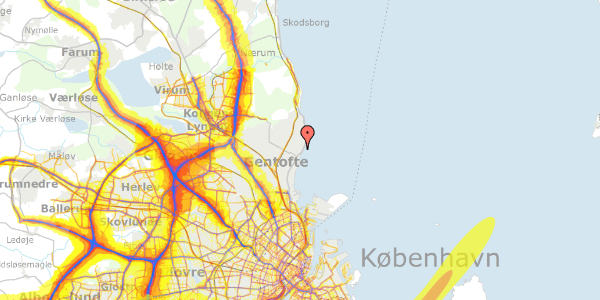 Trafikstøjkort på Skjoldhøj Alle 2, 2920 Charlottenlund