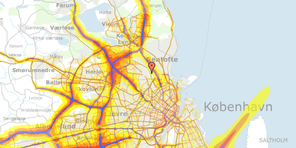 Trafikstøjkort på Slettevej 9, 2870 Dyssegård