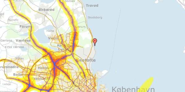 Trafikstøjkort på Slotsalleen 10A, 2930 Klampenborg