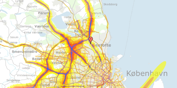 Trafikstøjkort på Snogegårdsvej 2, 1. tv, 2820 Gentofte