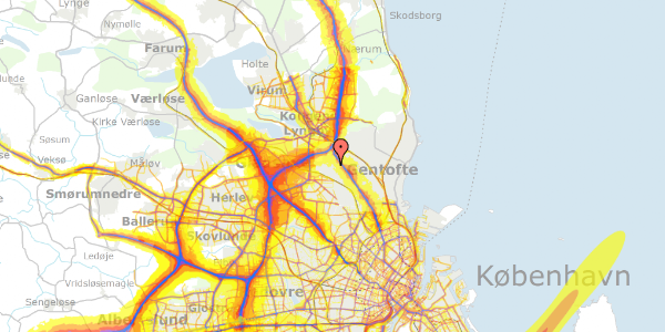 Trafikstøjkort på Snogegårdsvænget 4, 1. tv, 2820 Gentofte