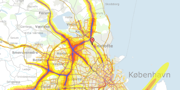 Trafikstøjkort på Snogegårdsvænget 15, 2. th, 2820 Gentofte