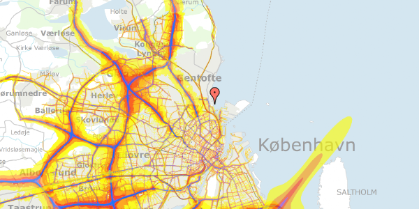 Trafikstøjkort på Strandvejen 38, 3. th, 2900 Hellerup