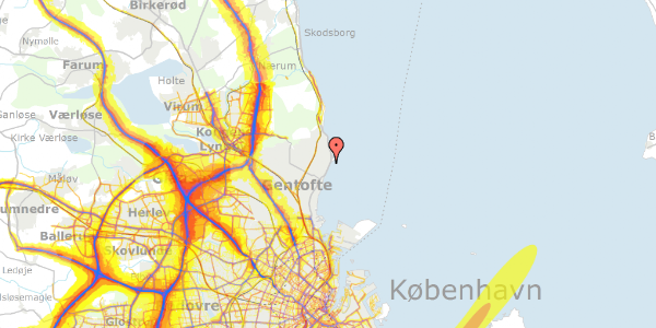 Trafikstøjkort på Strandvejen 198, 2920 Charlottenlund