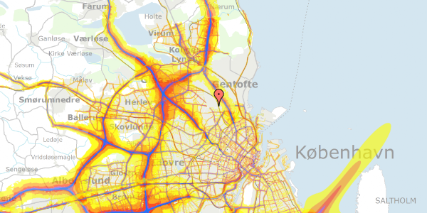 Trafikstøjkort på Søndergårdsvej 30, 2870 Dyssegård