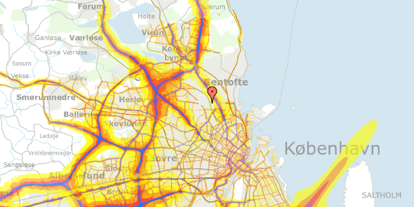 Trafikstøjkort på Søndergårdsvej 47, 2870 Dyssegård