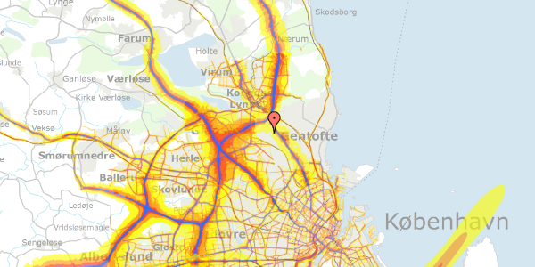 Trafikstøjkort på Toftekærsvej 6, 2820 Gentofte