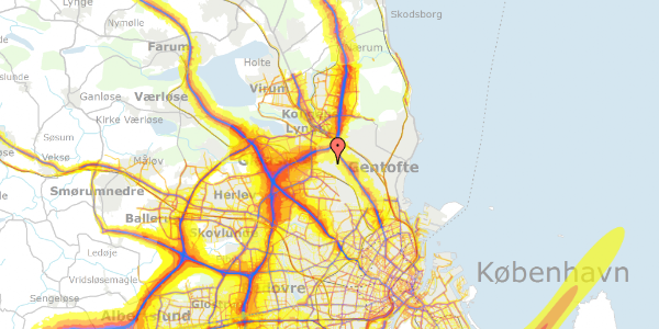 Trafikstøjkort på Toftekærsvej 24, 2820 Gentofte