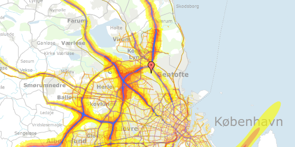 Trafikstøjkort på Toftekærsvej 36, 2820 Gentofte