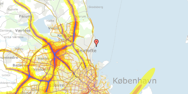 Trafikstøjkort på Traverbanevej 4, 2920 Charlottenlund