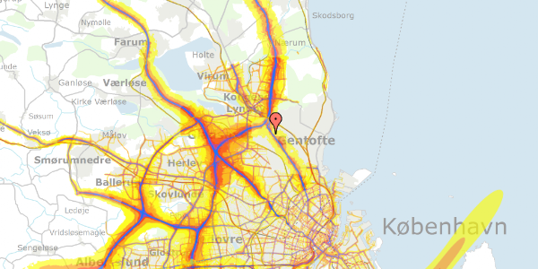 Trafikstøjkort på Tværbommen 33, 2. th, 2820 Gentofte