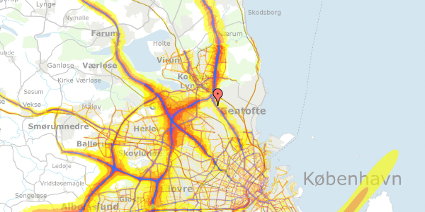 Trafikstøjkort på Vangede Bygade 41, 1. th, 2820 Gentofte