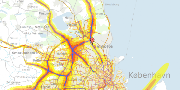 Trafikstøjkort på Vangede Bygade 65, 1. 2, 2820 Gentofte