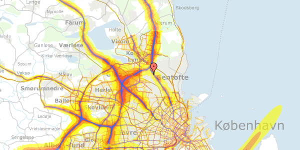 Trafikstøjkort på Vangede Bygade 76, st. 3, 2820 Gentofte