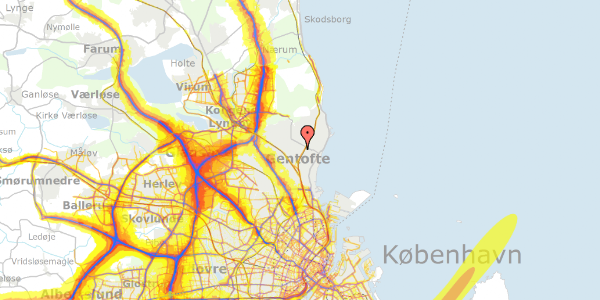 Trafikstøjkort på Wernersvej 8, 2920 Charlottenlund