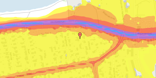 Trafikstøjkort på Birgitsvej 16, 2880 Bagsværd