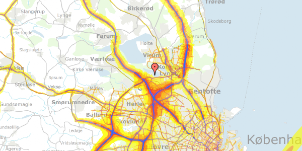 Trafikstøjkort på Elmevænget 19, 2880 Bagsværd