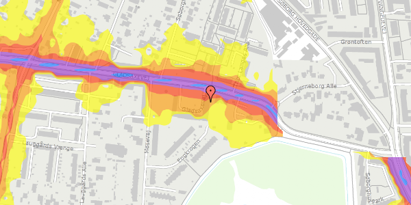 Trafikstøjkort på Gladsaxevej 23, 1. tv, 2860 Søborg