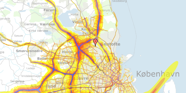 Trafikstøjkort på Hagavej 11, 1. tv, 2860 Søborg