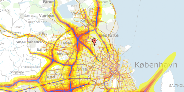 Trafikstøjkort på Holmevej 36, 2860 Søborg