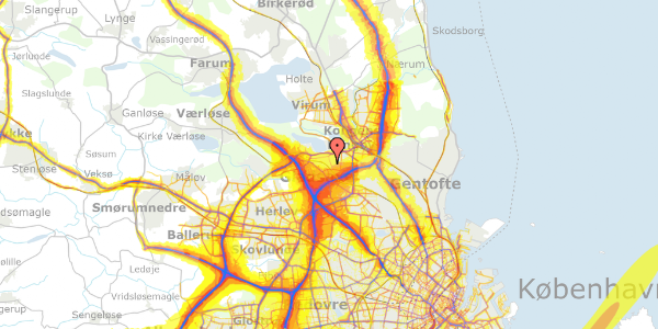 Trafikstøjkort på Josteinsvej 25, 2880 Bagsværd