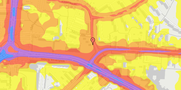 Trafikstøjkort på Kildebakken 44, 1. tv, 2860 Søborg