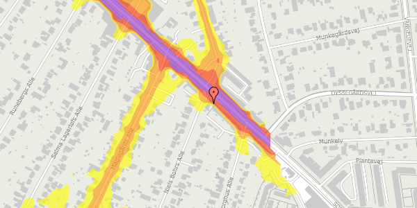 Trafikstøjkort på Niels Bohrs Alle 1A, 1. th, 2860 Søborg