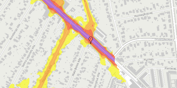 Trafikstøjkort på Niels Bohrs Alle 1A, 2. th, 2860 Søborg