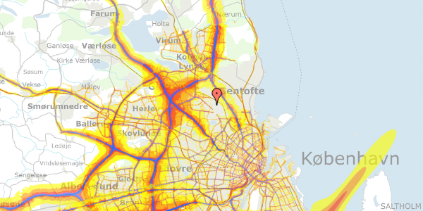 Trafikstøjkort på Niels Finsens Alle 34, 2860 Søborg