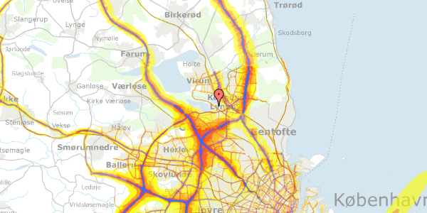 Trafikstøjkort på Nybro Vænge 18, 2800 Kongens Lyngby