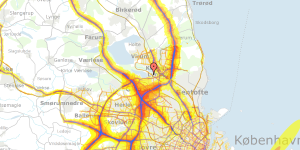 Trafikstøjkort på Nybro Vænge 40, 2800 Kongens Lyngby