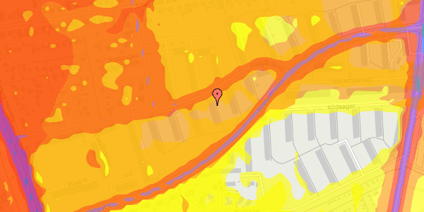 Trafikstøjkort på Pilegårdsvej 25, 1. th, 2860 Søborg