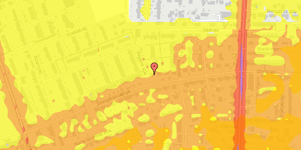 Trafikstøjkort på Stengårdsvænge 81, 2800 Kongens Lyngby