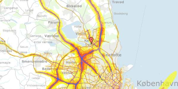 Trafikstøjkort på Sydskråningen 90, 2800 Kongens Lyngby