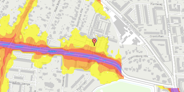 Trafikstøjkort på Thor Langes Alle 27, 2860 Søborg