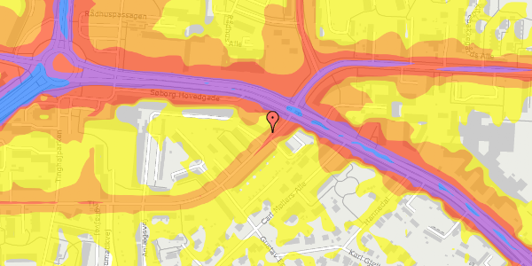 Trafikstøjkort på Tinghøjvej 10, 3. th, 2860 Søborg