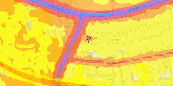 Trafikstøjkort på Tværledet 2D, 2880 Bagsværd