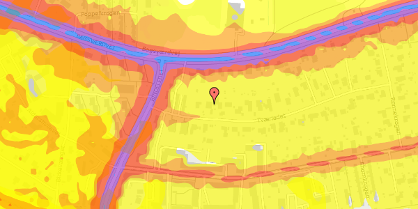Trafikstøjkort på Tværledet 5B, 2880 Bagsværd