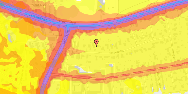 Trafikstøjkort på Tværledet 7, 2880 Bagsværd
