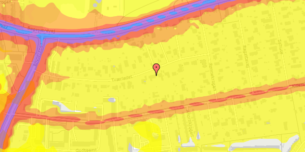 Trafikstøjkort på Tværledet 22, 2880 Bagsværd