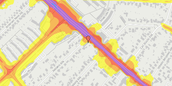 Trafikstøjkort på Aakjærs Alle 1, 3. th, 2860 Søborg