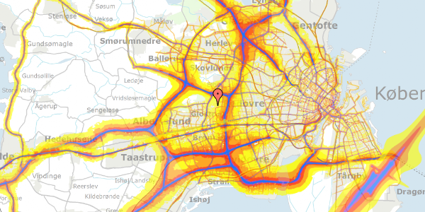 Trafikstøjkort på Kæraasen 5, 2600 Glostrup