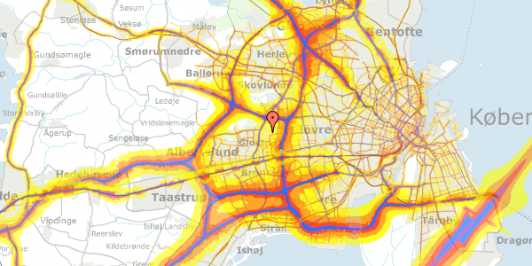 Trafikstøjkort på Kæraasen 7, 2600 Glostrup