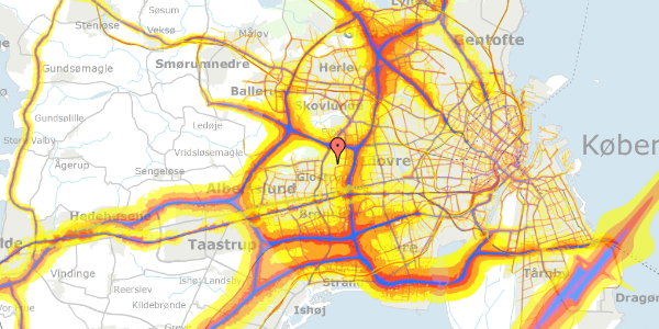 Trafikstøjkort på Kæraasen 8, 2600 Glostrup