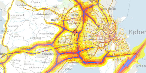 Trafikstøjkort på Kæraasen 17, 2600 Glostrup